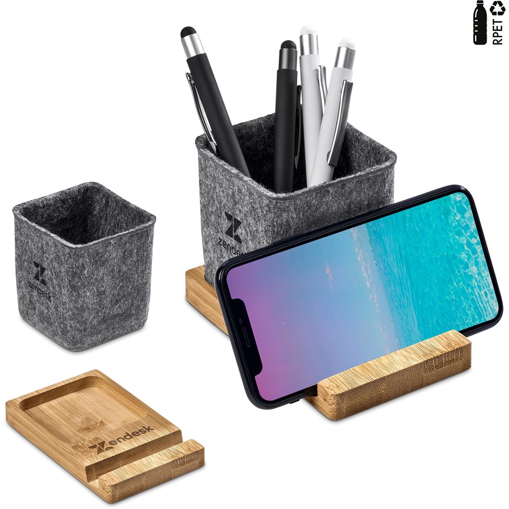 [MT-OK-428-B] Okiyo Kyadi Recycled PET & Bamboo Desk Caddy Phone Stand