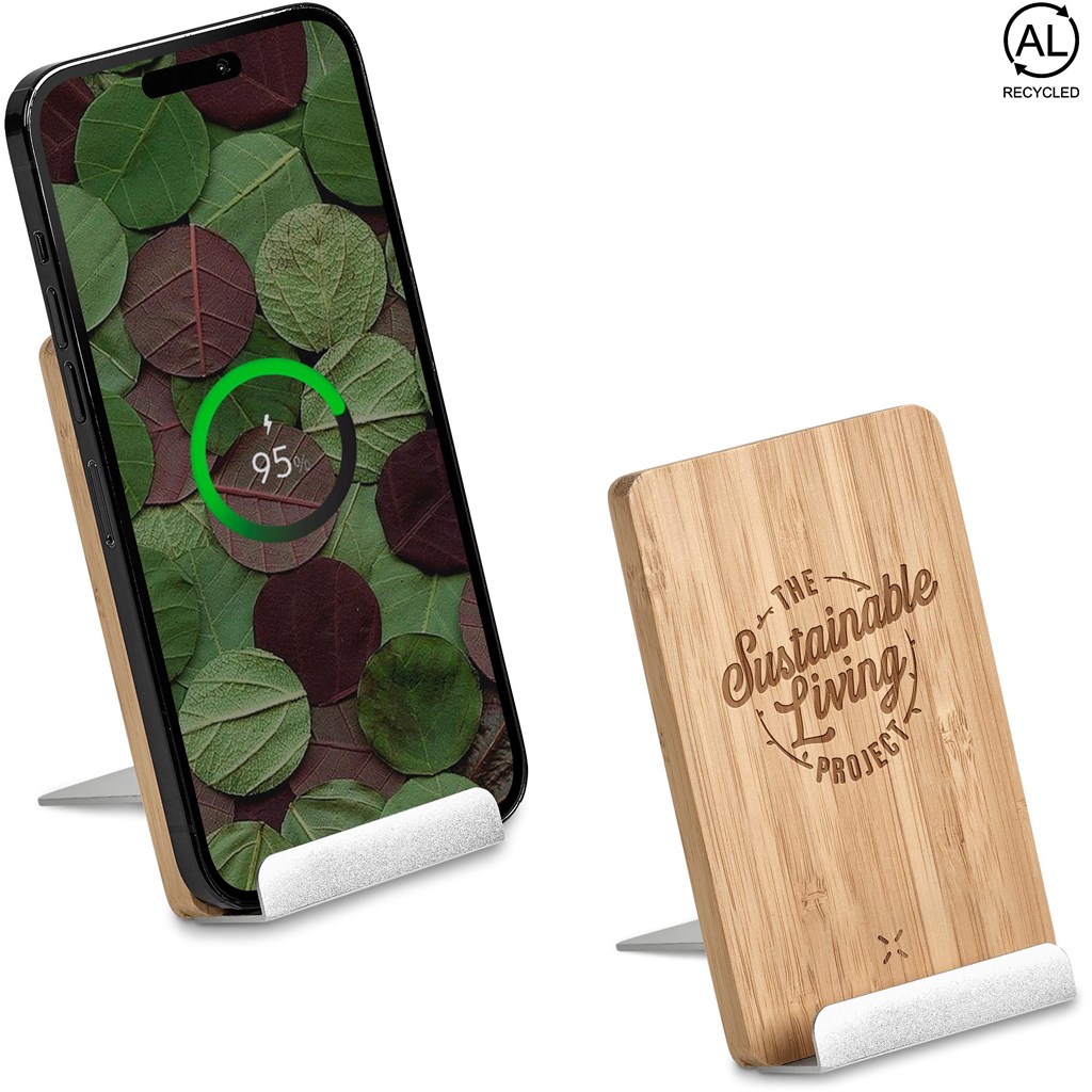 [MT-OK-486-B] Okiyo Hakka Bamboo & Recycled Aluminium Wireless Charging Phone Stand