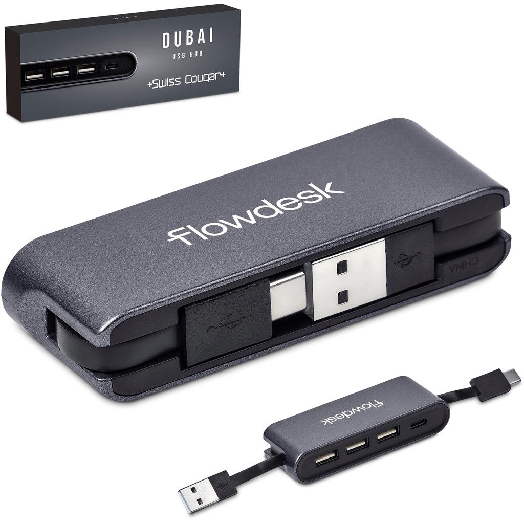 [MT-SC-467-B] Swiss Cougar Dubai USB Hub - Gun Metal