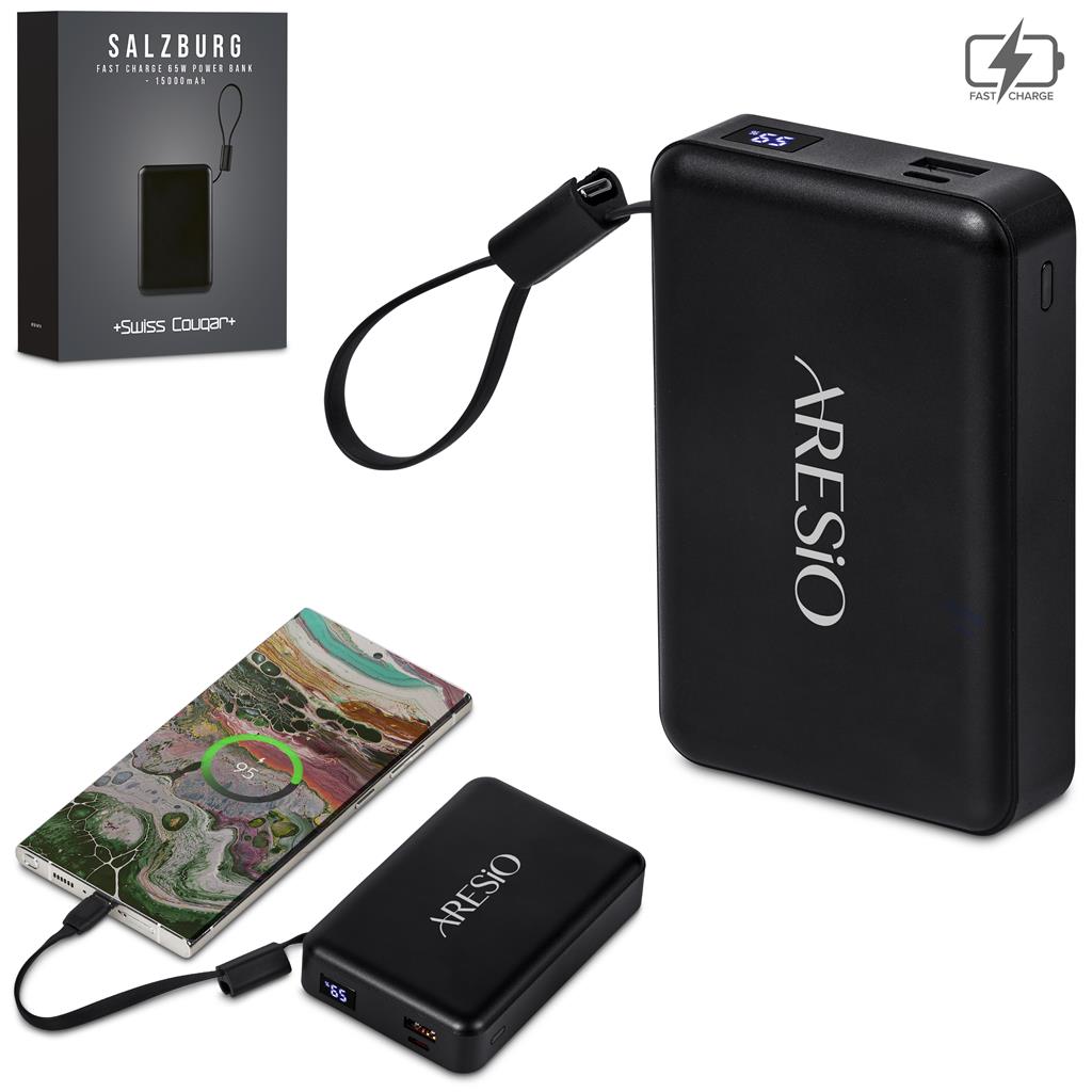 [MT-SC-547-B] Swiss Cougar Salzburg Fast Charge 65W PD & QC Power Bank 15,000mAh