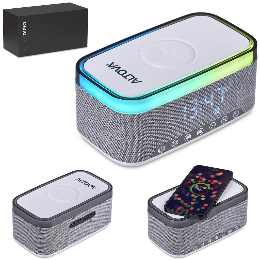 [MT-SD-521-B] Serendipio Cumberland 10W Bluetooth Speaker Wireless Charger & Clock