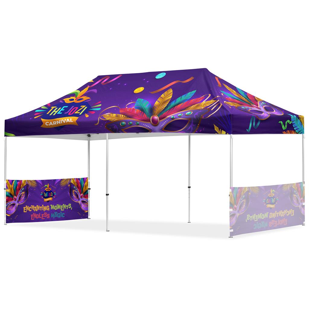 [VI-AM-222-D] Coated Steel Sublimated Gazebo 6m x 3m - 2 Short Half-Wall Skins