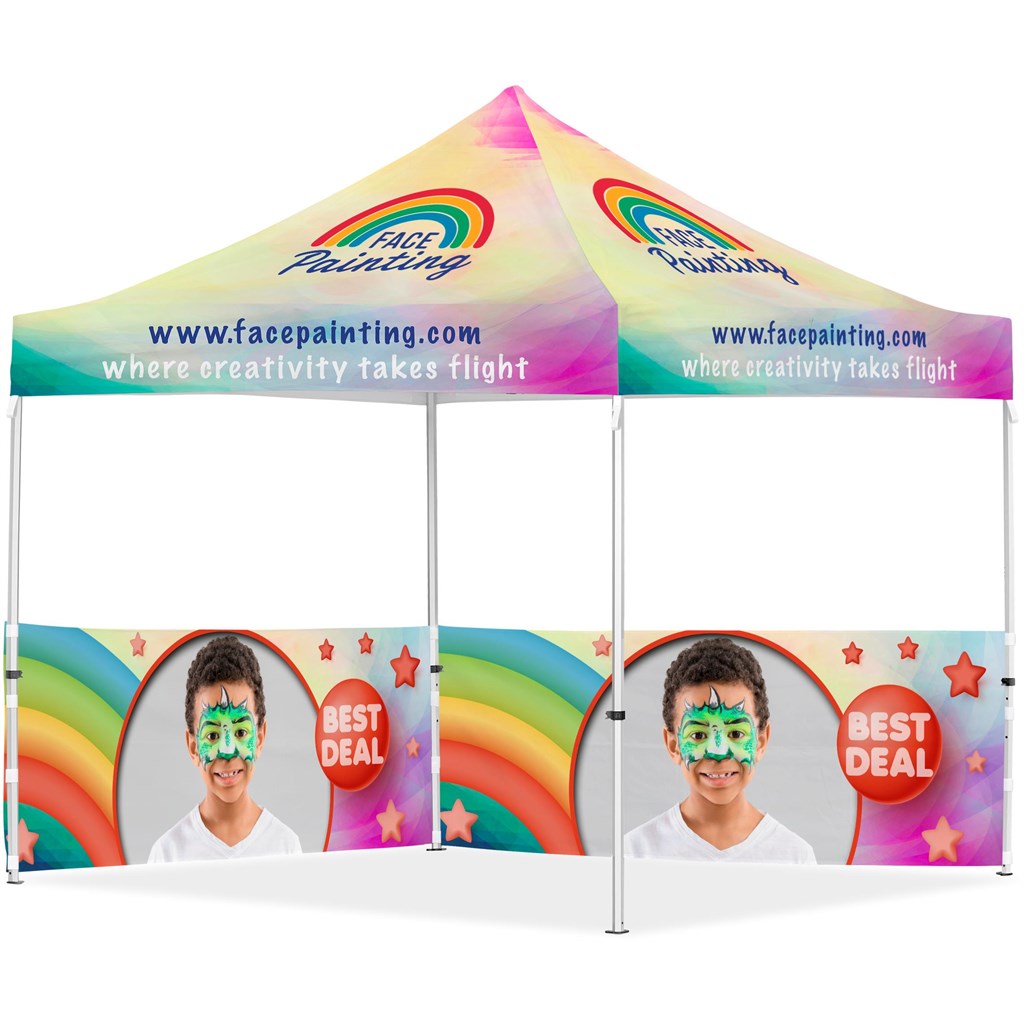 [VI-AM-231-D] Coated Steel Sublimated Gazebo 3m x 3m - 2 Half-Wall Skins