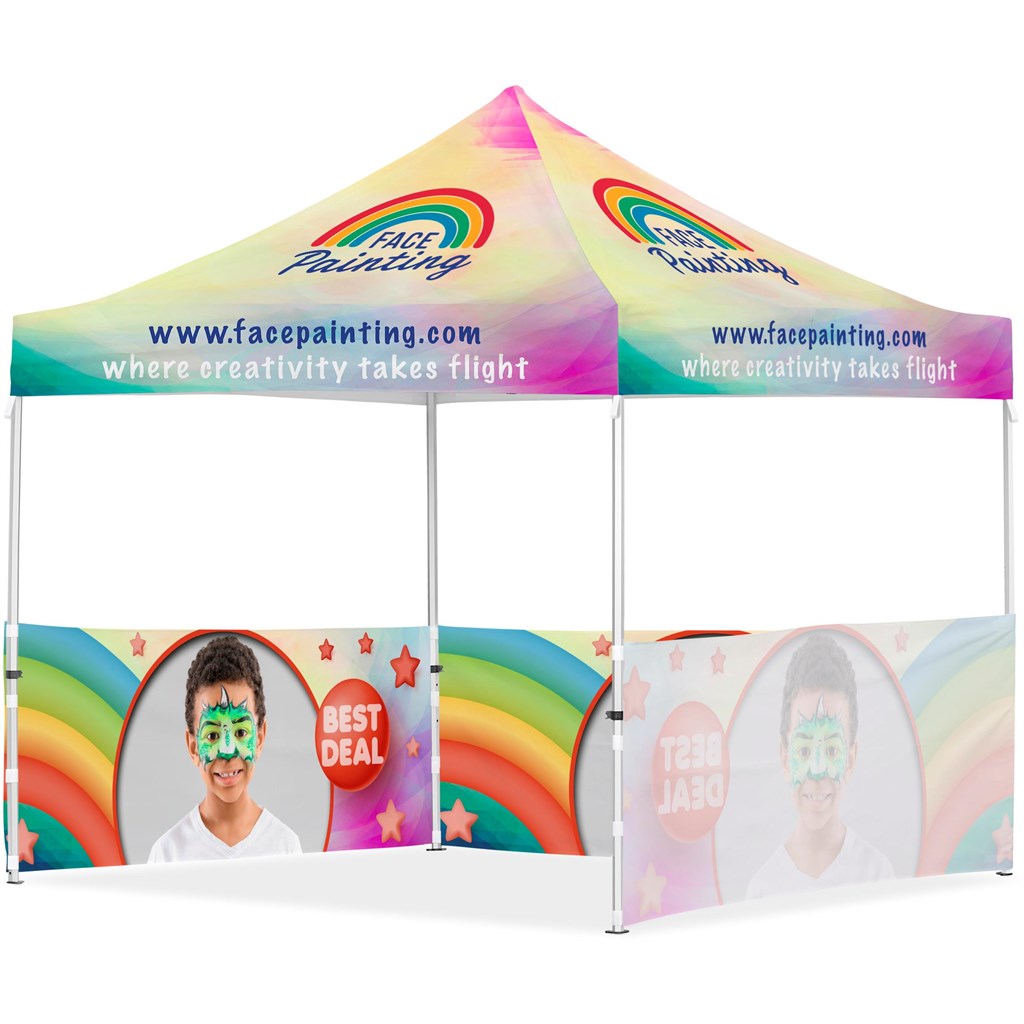 [VI-AM-232-D] Coated Steel Sublimated Gazebo 3m x 3m - 3 Half-Wall Skins