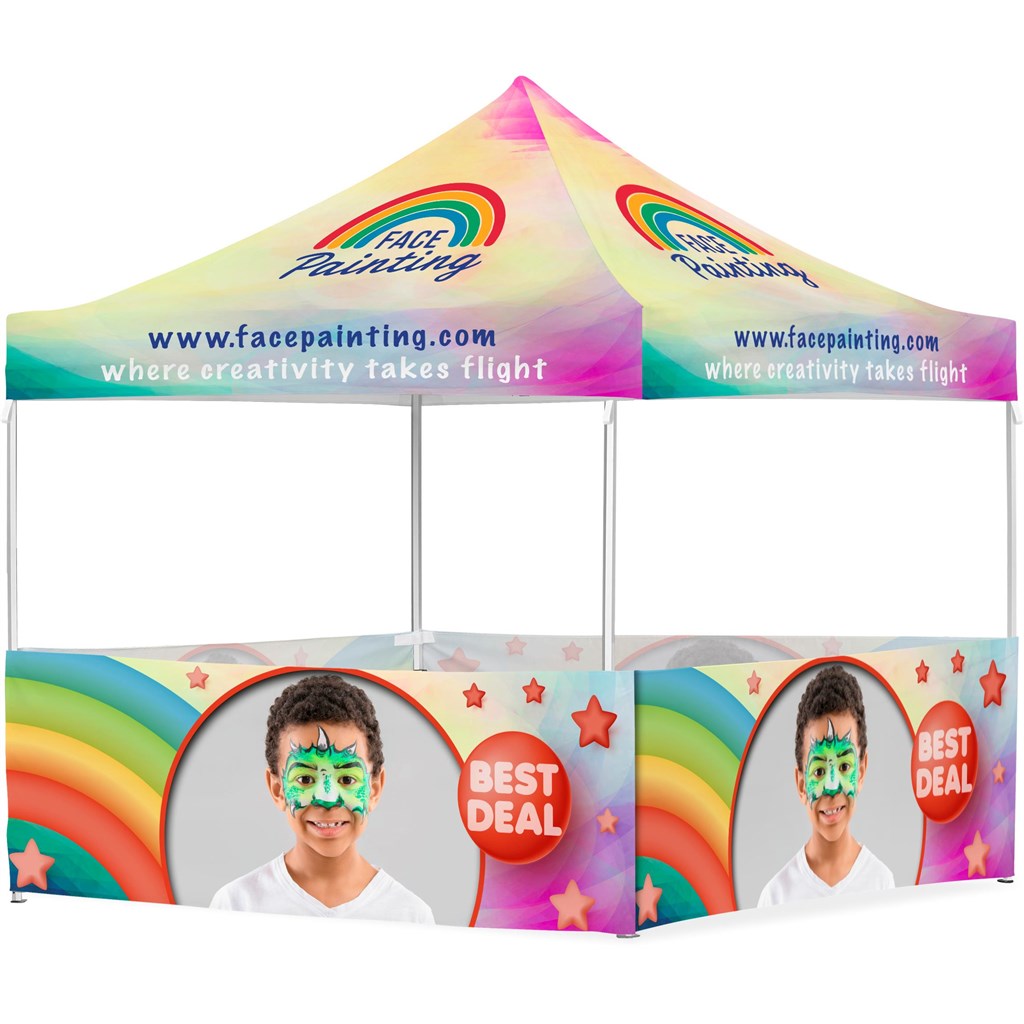 [VI-AM-233-D] Coated Steel Sublimated Gazebo 3m x 3m - 4 Half-Wall Skins