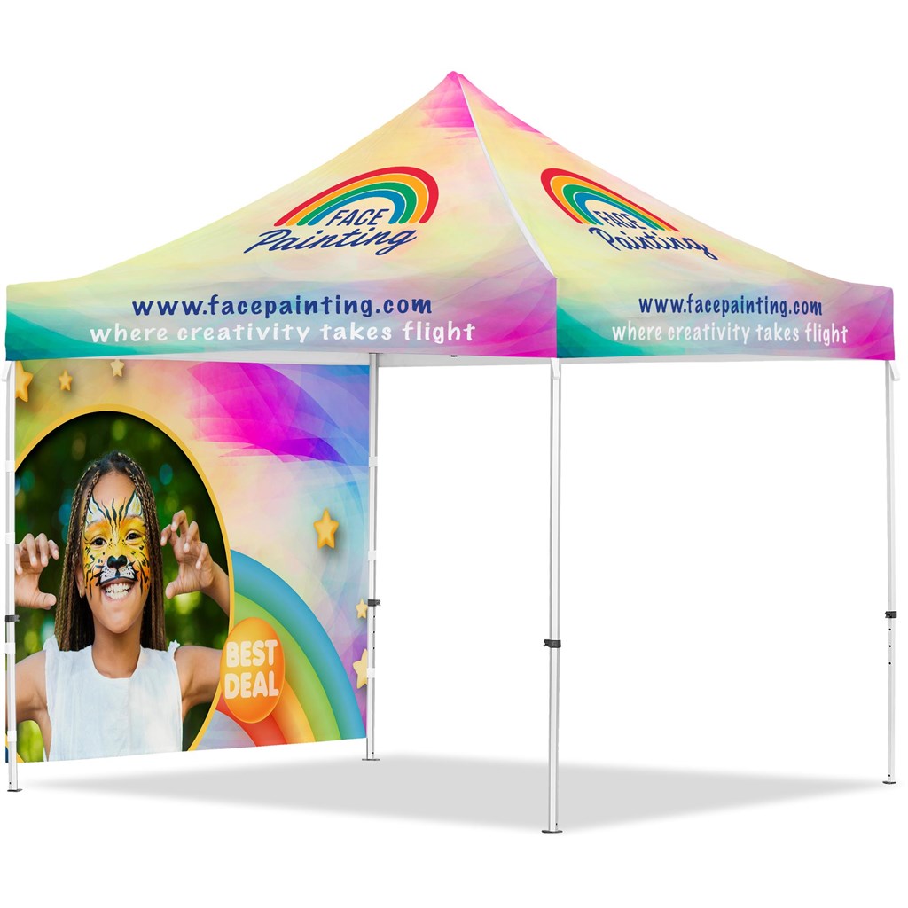 [VI-AM-234-D] Coated Steel Sublimated Gazebo 3m x 3m - 1 Full-Wall Skin