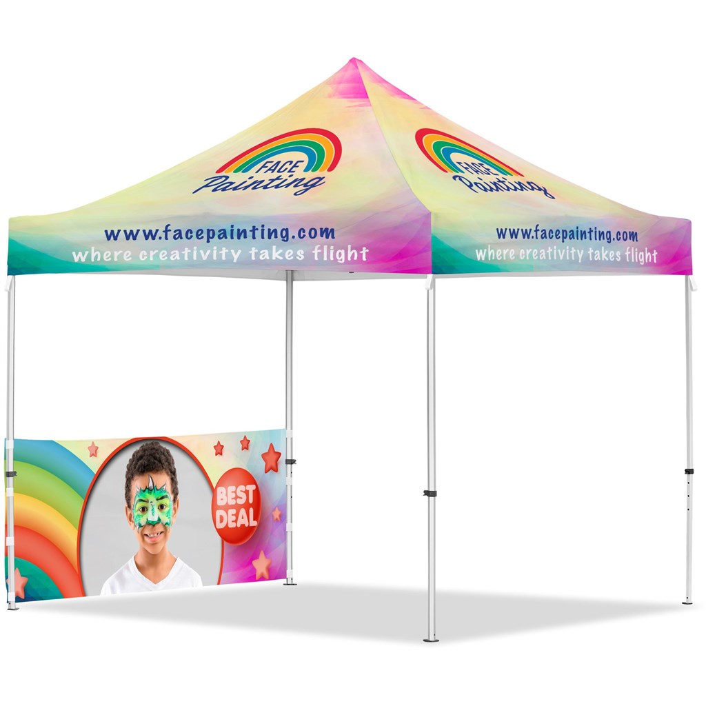[VI-AM-235-D] Coated Steel Sublimated Gazebo 3m x 3m - 1 Half-Wall Skin