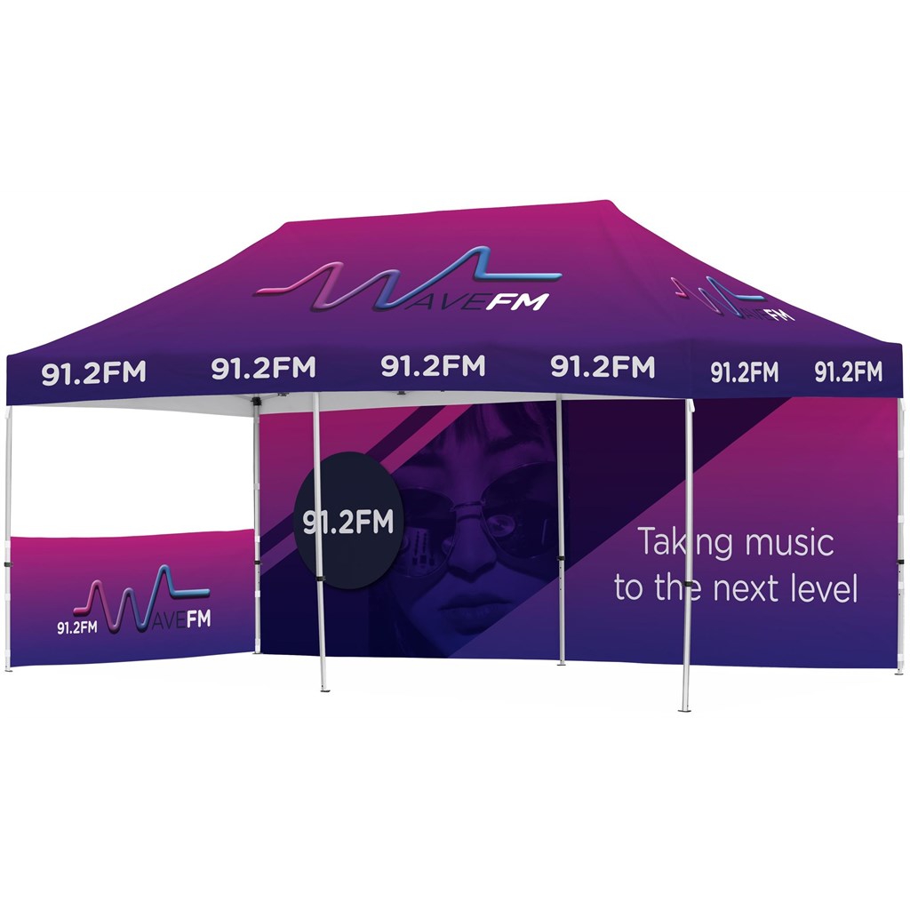 [DISPLAY-2018] Ovation Sublimated Gazebo 6m X 3m - 1 Short Half-Wall Skin - 1 Long Full-Wall Skin