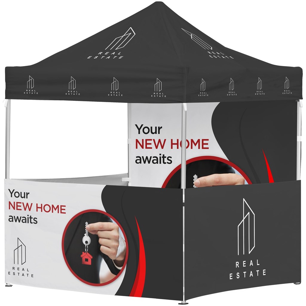 [DISPLAY-2158] Ovation Sublimated Gazebo 2m X 2m Petite Frame - 3 Half-Wall Skins - 1 Full Wall Skin