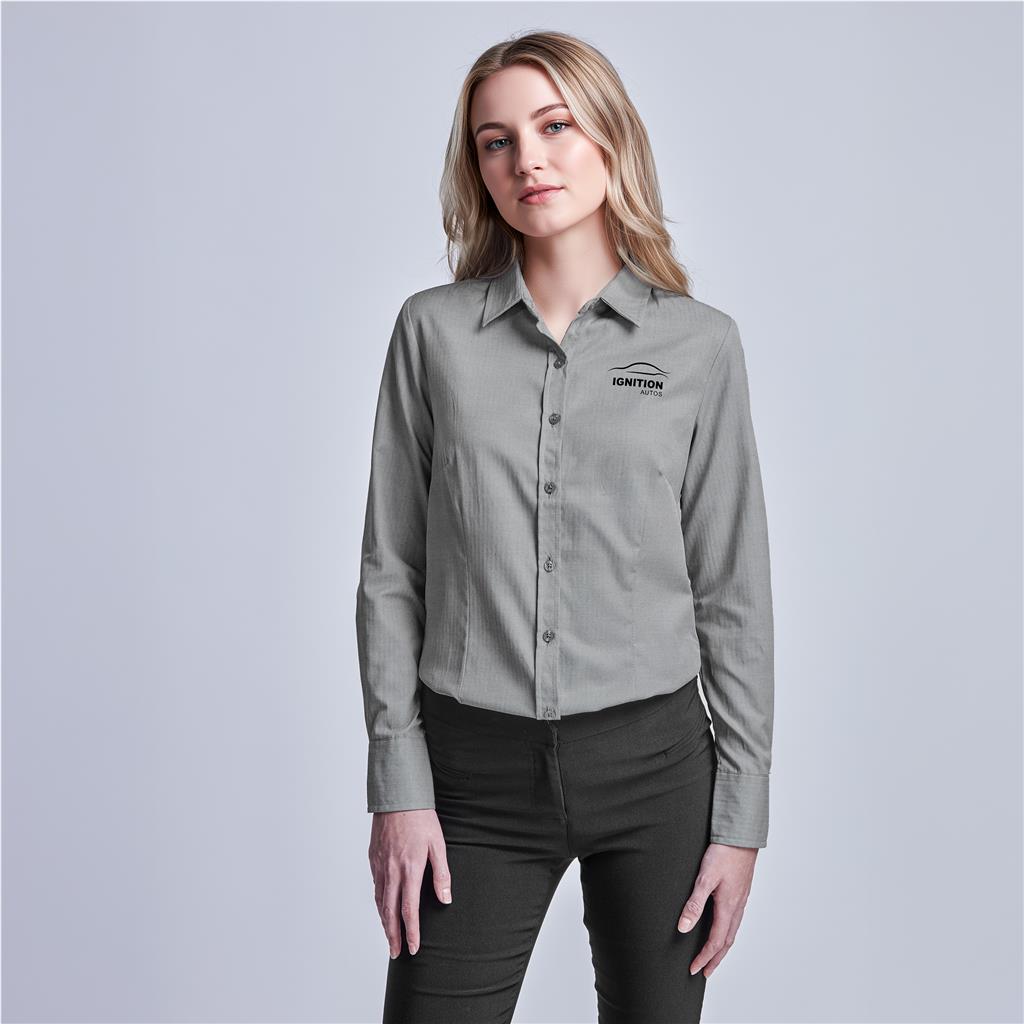 Ladies Long Sleeve Nottingham Shirt (GREY, 2XL)