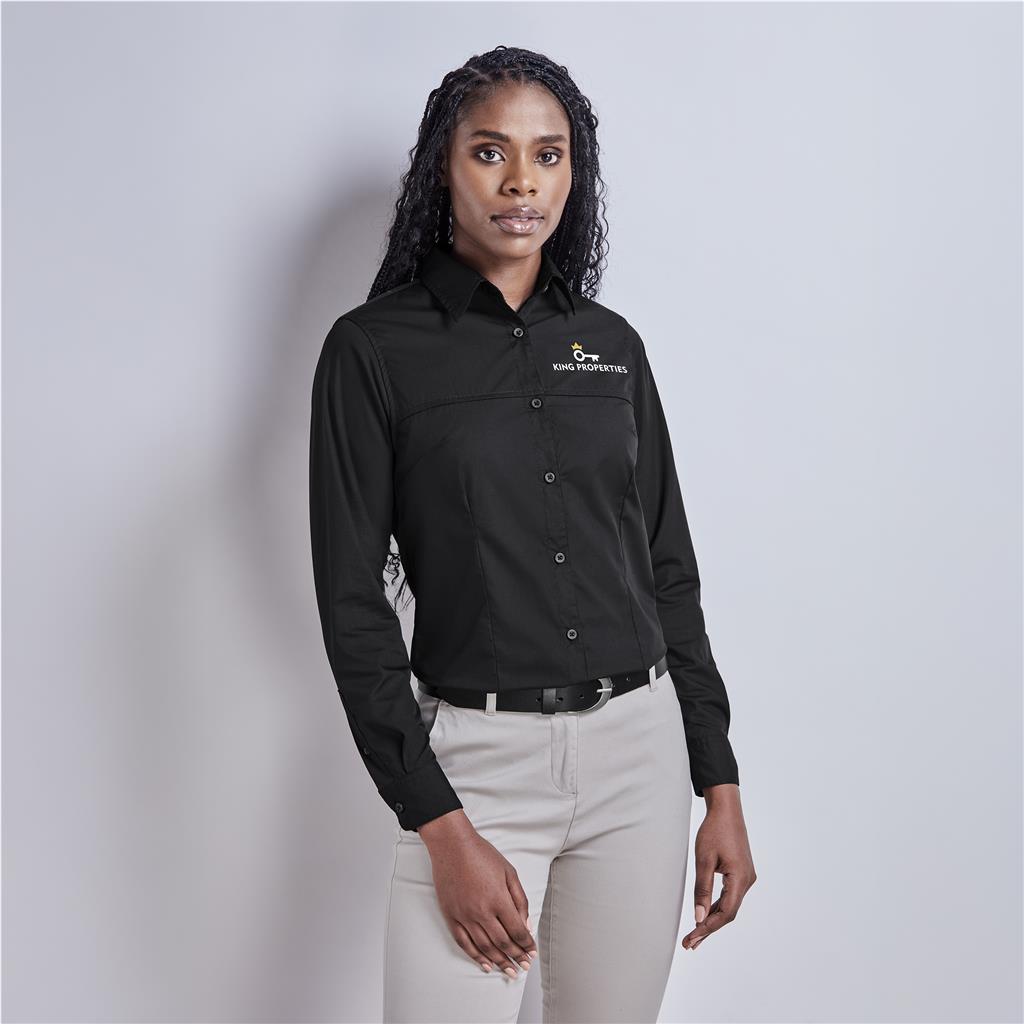 Ladies Long Sleeve Empire Shirt (NAVY, 2XL)