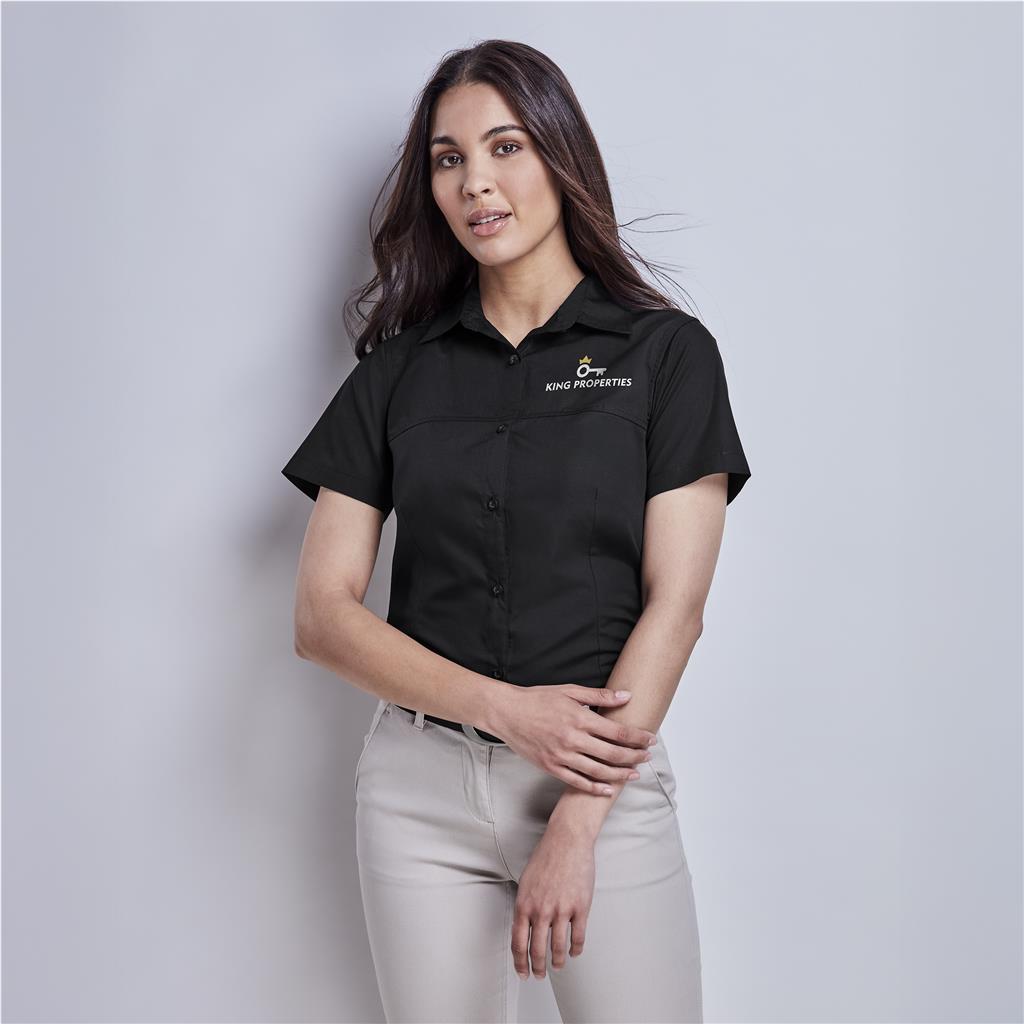 Ladies Short Sleeve Empire Shirt (NAVY, 2XL)