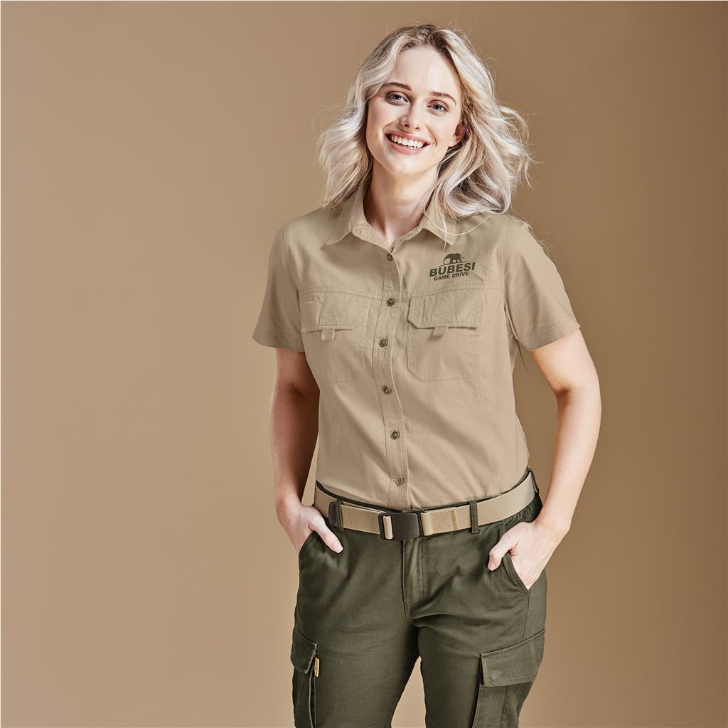 Ladies Short Sleeve Mawenzi Twill Shirt (NAVY, 2XL)