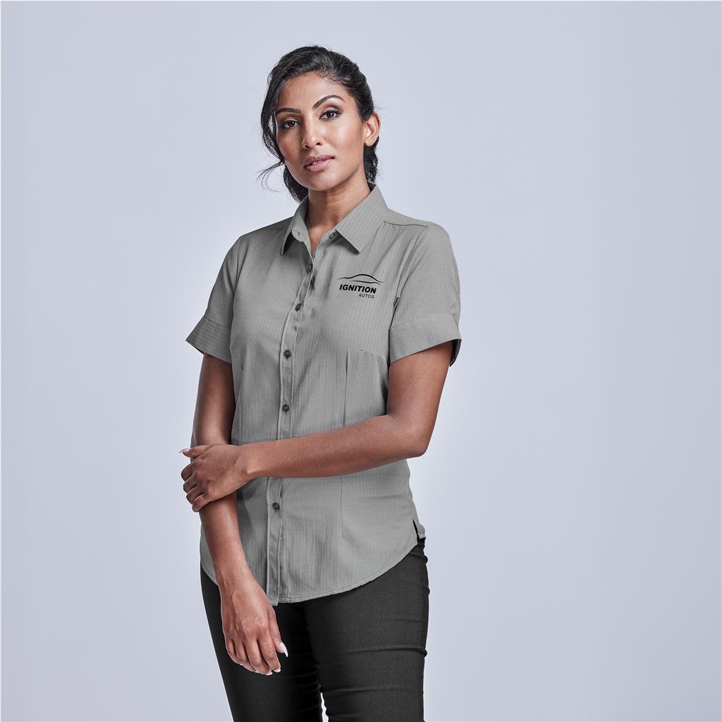 Ladies Short Sleeve Nottingham Shirt (GREY, 2XL)