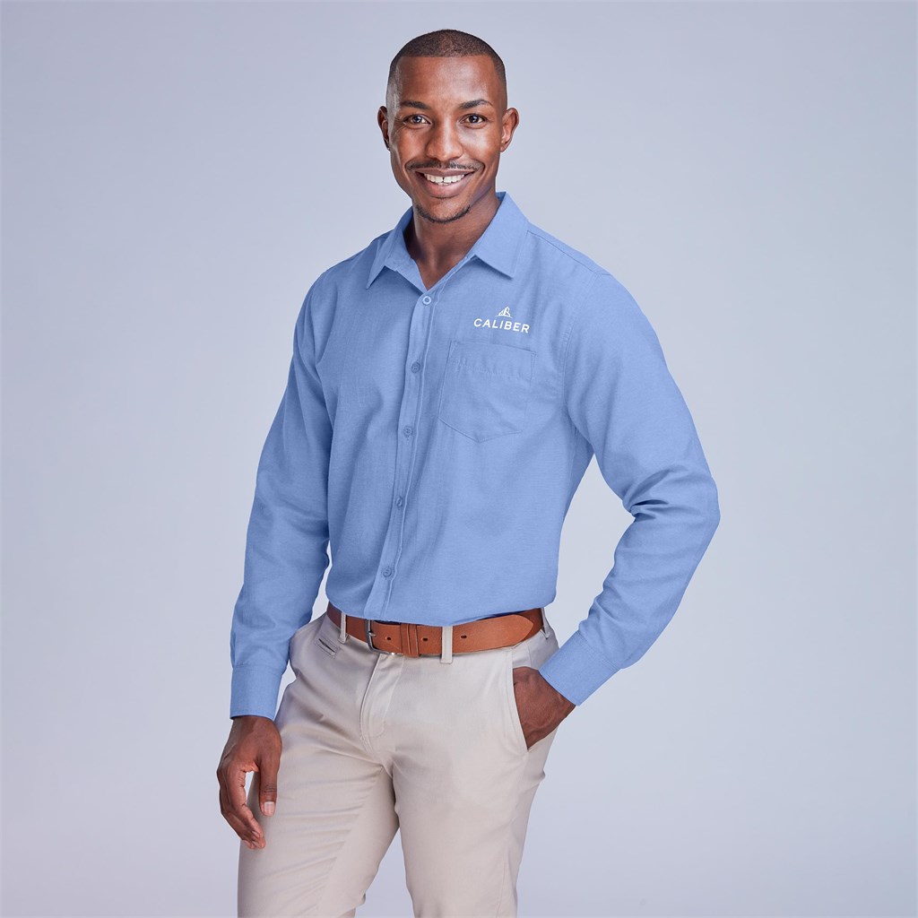 Mens Long Sleeve Oxford Shirt (DARK GREY, 2XL)