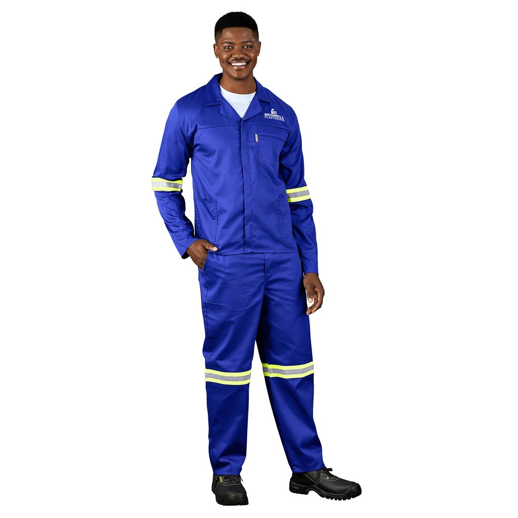 Trade Polycotton Conti Suit - Reflective Arms & Legs - Yellow Taped (NAVY, 32)