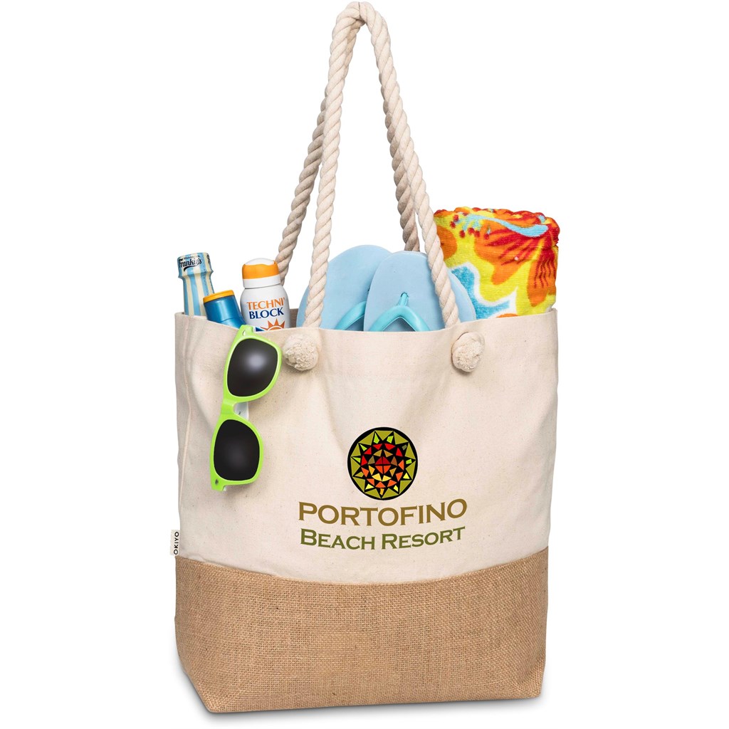 [BAG-4552] Okiyo Suna Jute & Cotton Beach Bag