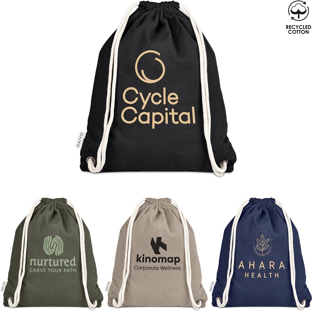 [BG-OK-472-B] Okiyo Kinchaku Recycled Canvas Drawstring Bag