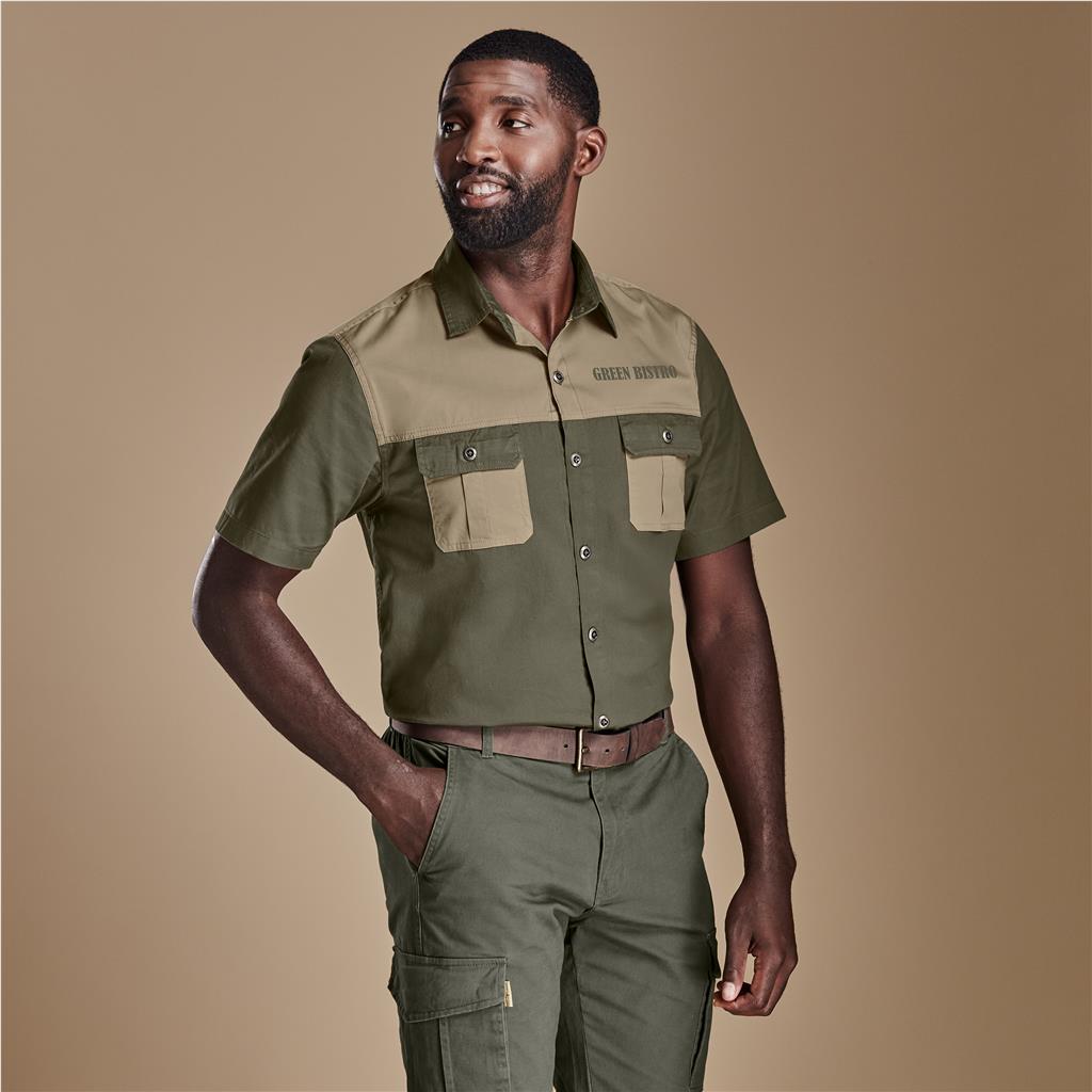 [ALT-SGMS] Mens Short Sleeve Serengeti 2-Tone Bush Shirt