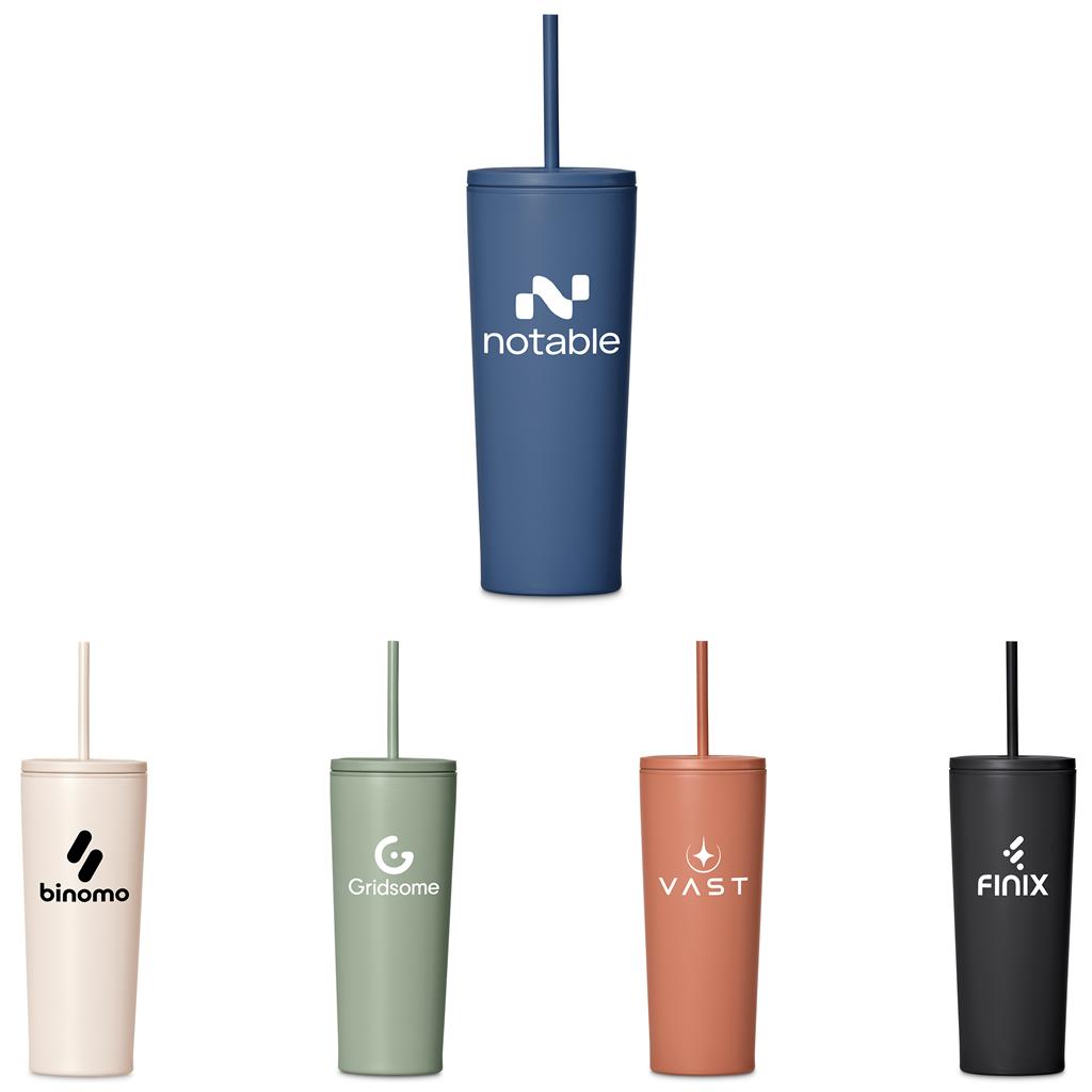 [DR-KS-294-B] Kooshty Concorde Stainless Steel & Plastic Double-Wall Tumbler & Straw - 720ml