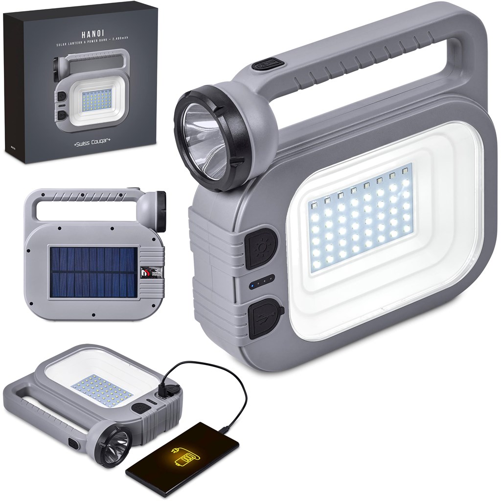 [AH-SC-73-B] Swiss Cougar Hanoi Solar Lantern & Power Bank - 2,400mAh