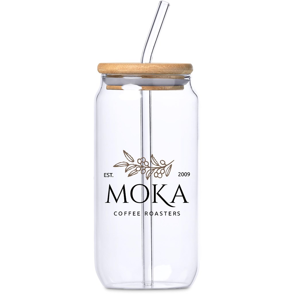 [DR-OK-278-B] Okiyo Natsu Glass & Bamboo Tumbler & Straw - 500ml