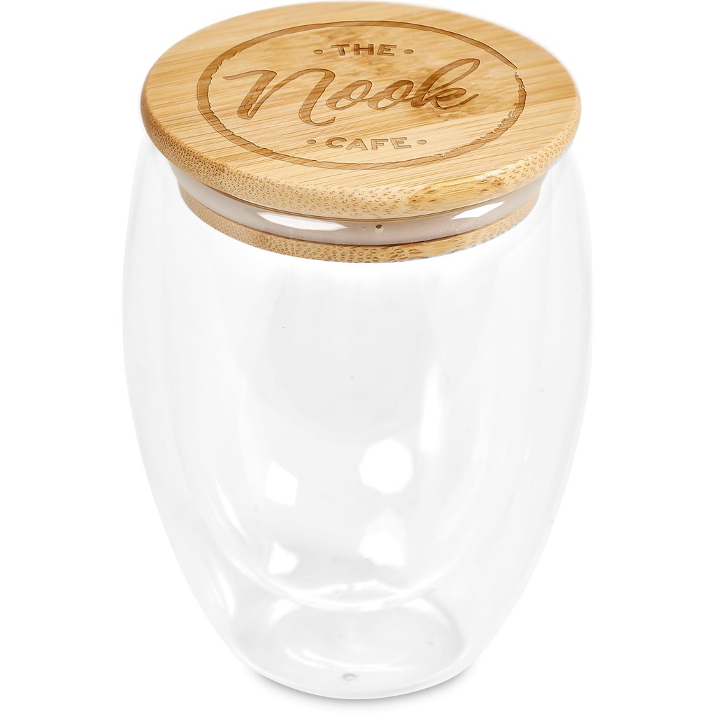 [DW-7335] Okiyo Moco Glass & Bamboo Double-Wall Cup - 350ml