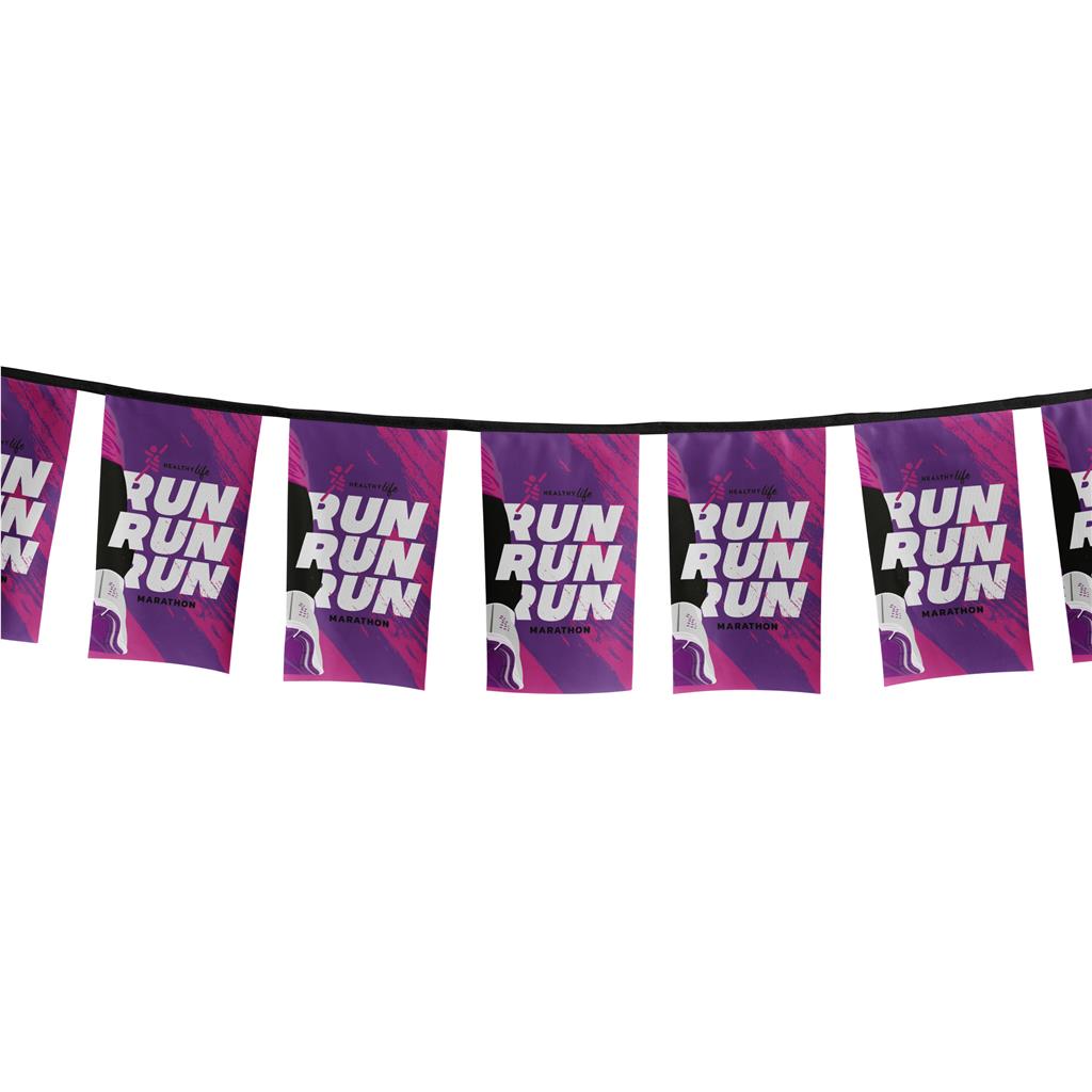 [FL-AM-25-D] Sublimated Single-Sided Polyester Rectangle Bunting - 10m