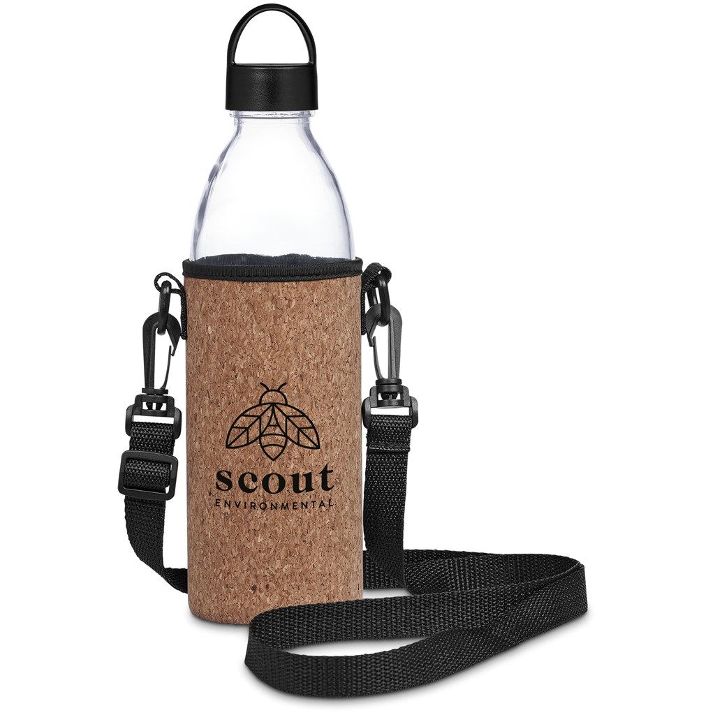 [GF-KS-1070-B] Kooshty Kork Hands-Free Glass Water Bottle – 850ml