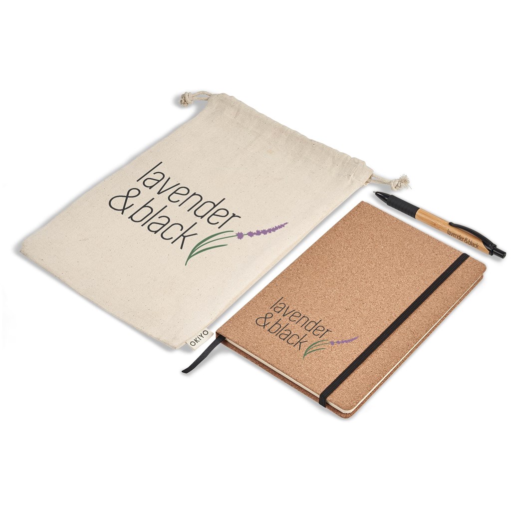 [GF-OK-898-B] Okiyo Noto Cork & Bamboo Notebook & Pen Set