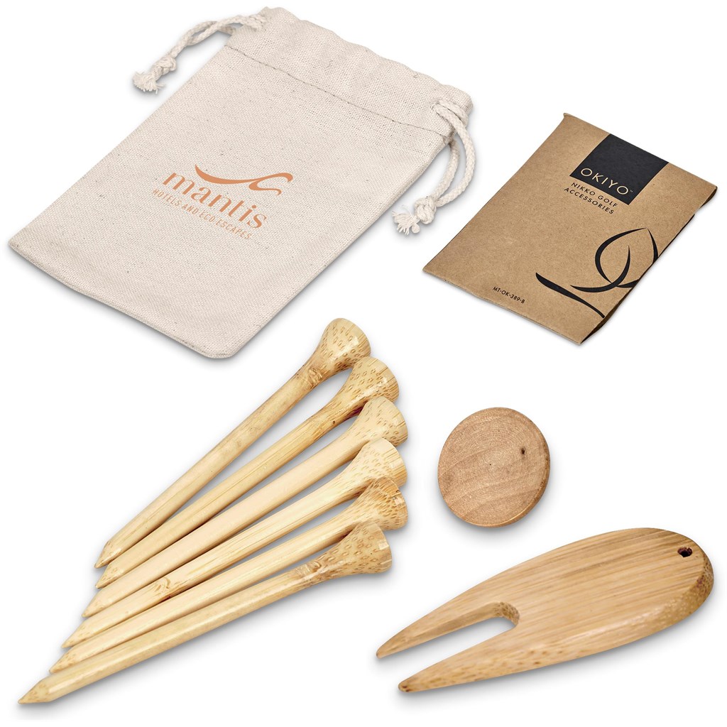 [GF-OK-934-B] Okiyo Nikko Bamboo Golf Accessories Set
