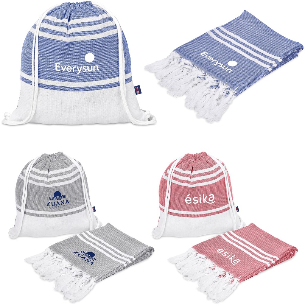 [GP-UB-39-B] US Basic Santa Cruz Cotton-Rich Beach Towel & Drawstring Bag