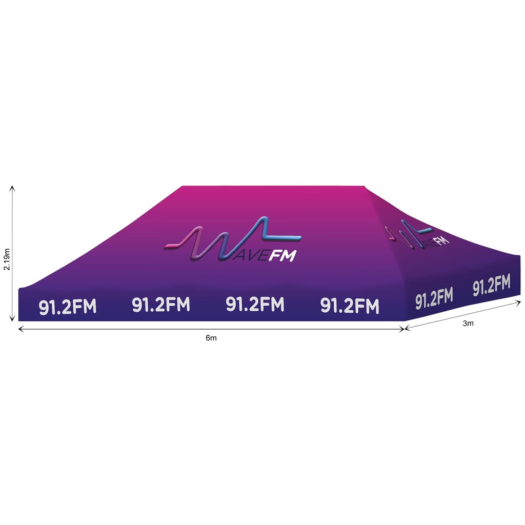 [SKIN-2010] Ovation Sublimated Gazebo 6m X 3m - Roof  (Excludes Hardware)
