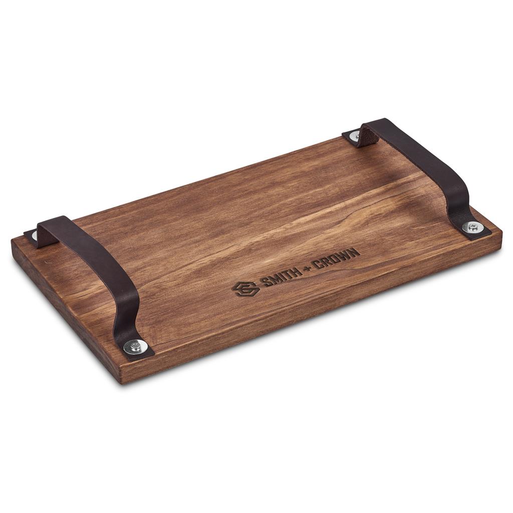 [HL-SD-154-B] Serendipio Large Farm Style Wooden Tray with Leather Straps
